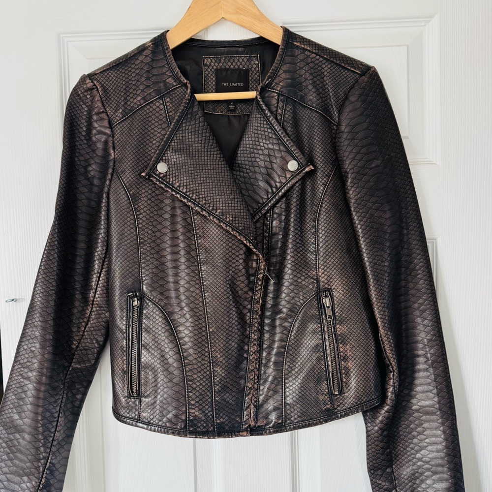 THE LIMITED Snakeskin Leather Jacket